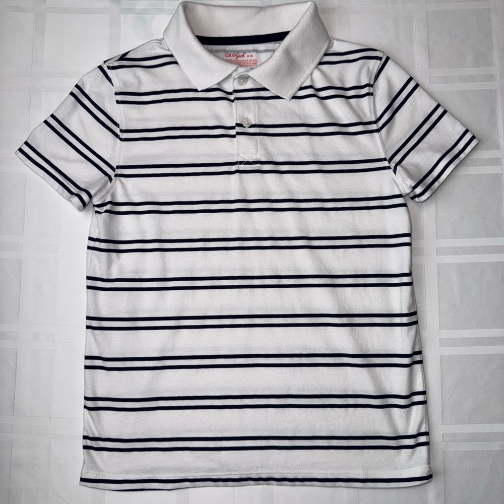 Cat & Jack Kids Polo Shirt - White and Black Stripes